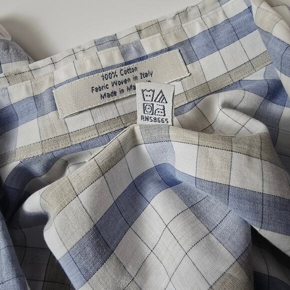 John W. Nordstrom Men's Blue Plaid Cotton Classic Causal Shirt Pocket Office M - Picture 4 of 12